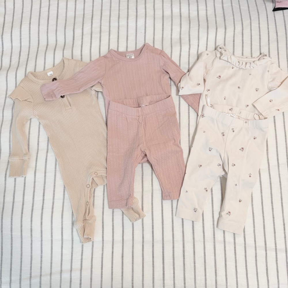 Set of Three Baby‎ Oufits in Neutral Tones